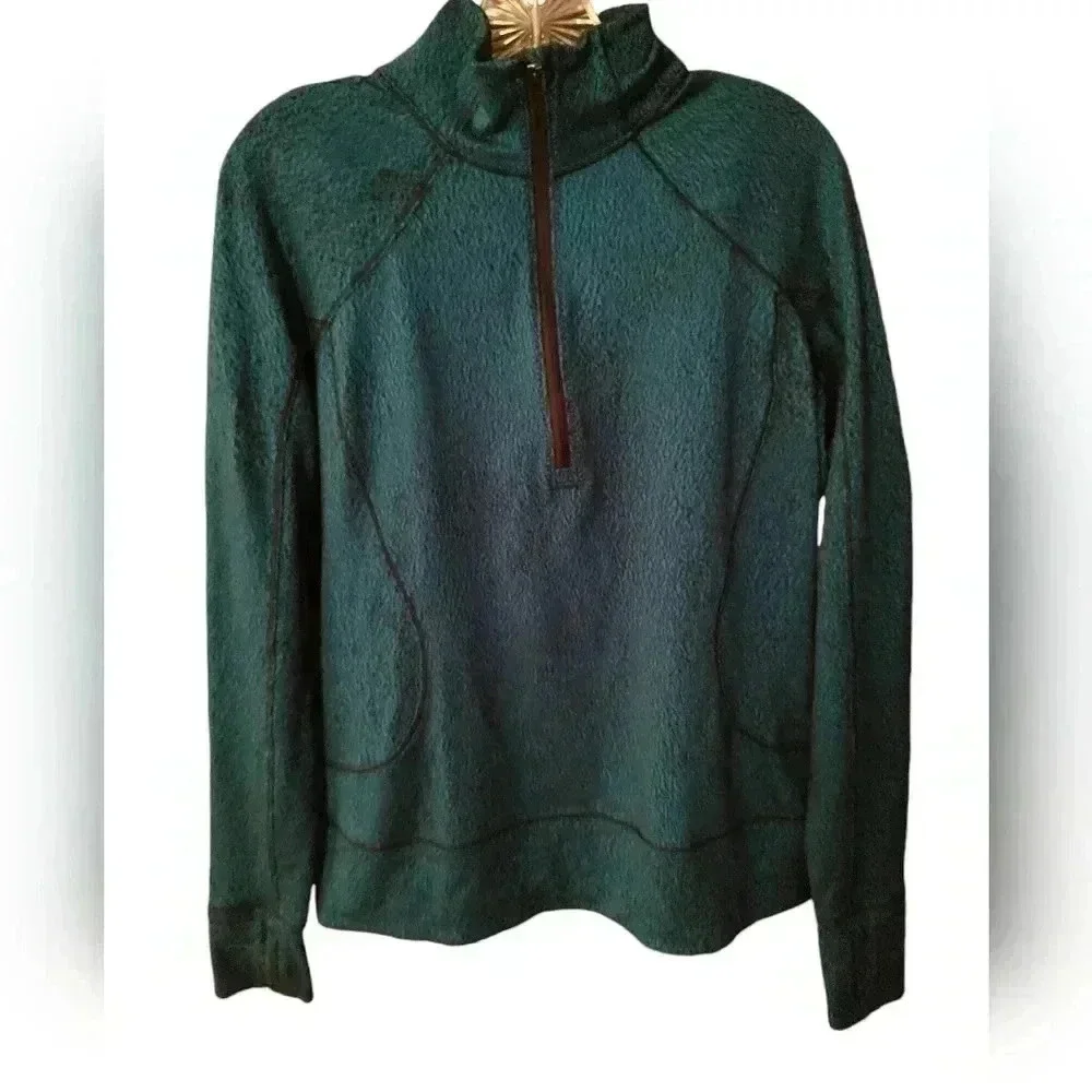 Lululemon Rush Hour 1/2 Zip Running Luon Spray Jacquard Shocking Blue Black - Picture 3 of 4